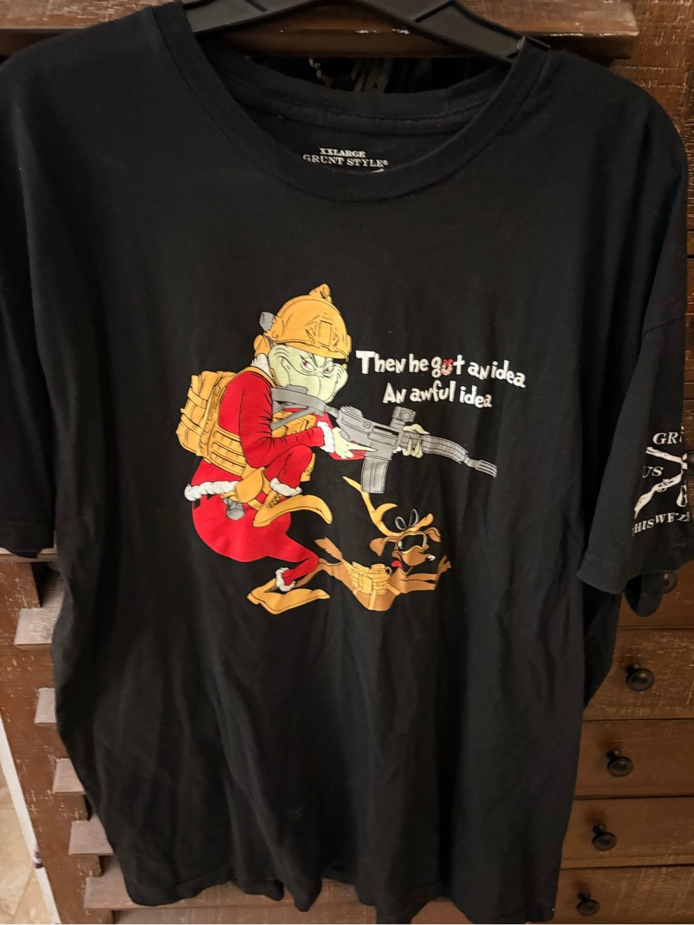Grunt Style Black men’s Tee with Red and Gold Graphic